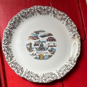 Decorative Minnesota Souvenir Plate with Intricate Design